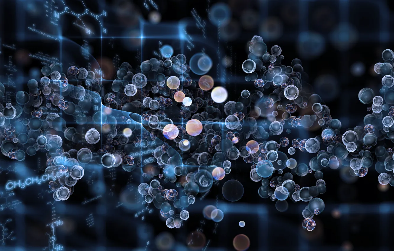 Photo wallpaper abstraction, bubbles, chemistry