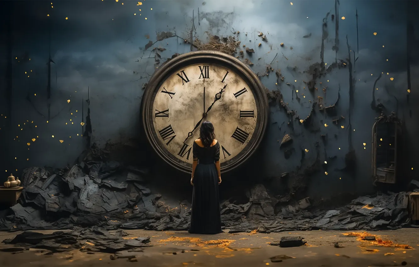 Wallpaper girl, watch, art for mobile and desktop, section разное