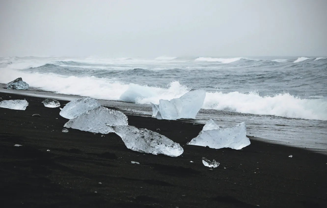 Photo wallpaper ice, sea, beach