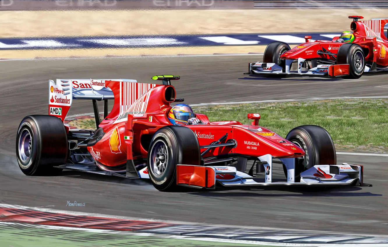 Photo wallpaper figure, team, race, Ferrari, pilot, the car, Fernando Alonso, Felipe Massa