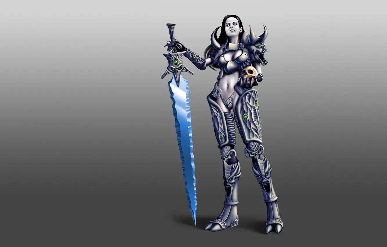 Photo wallpaper girl, weapons, skull, sword, warcraft, wow