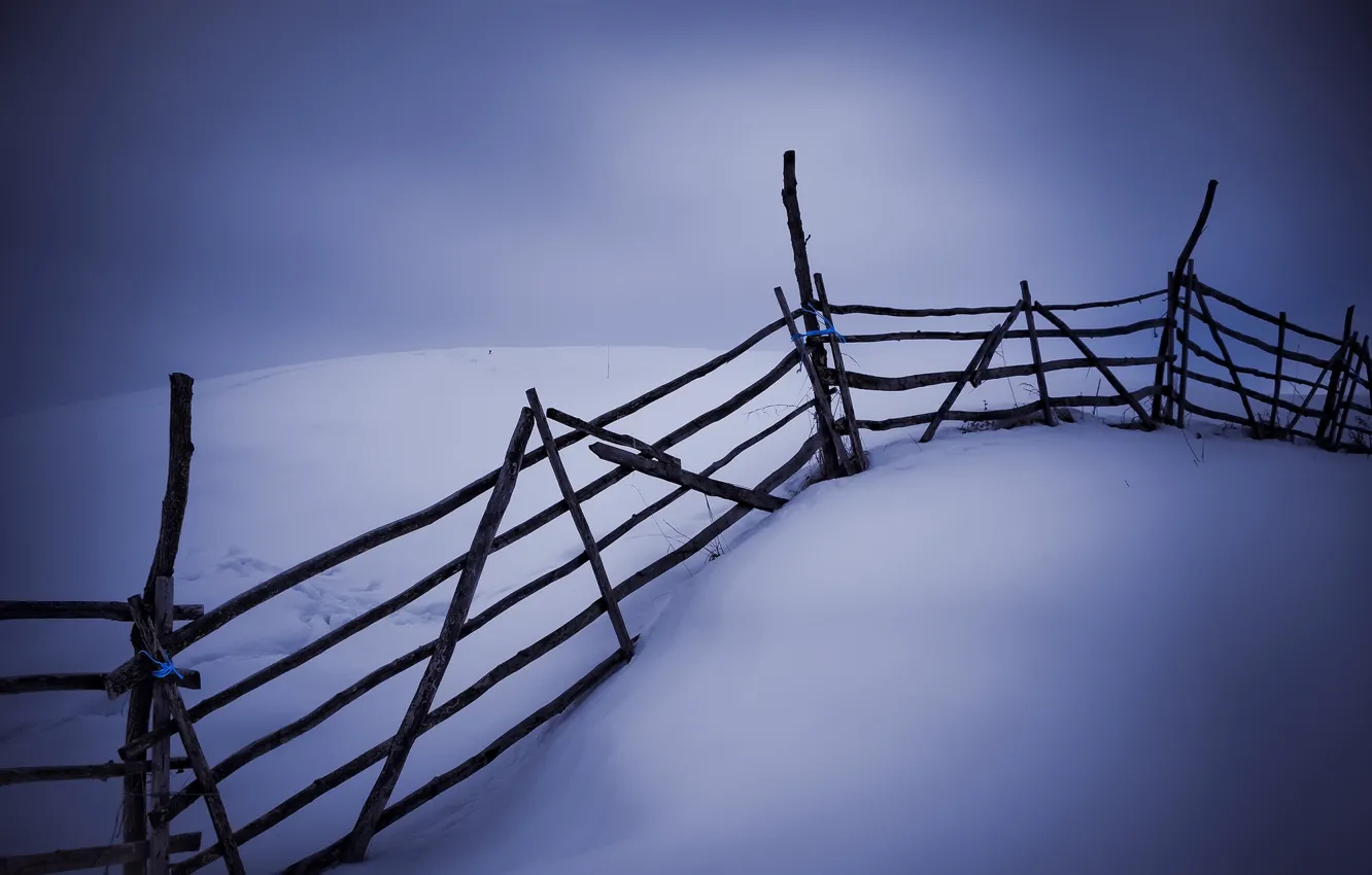 Photo wallpaper winter, nature, the fence