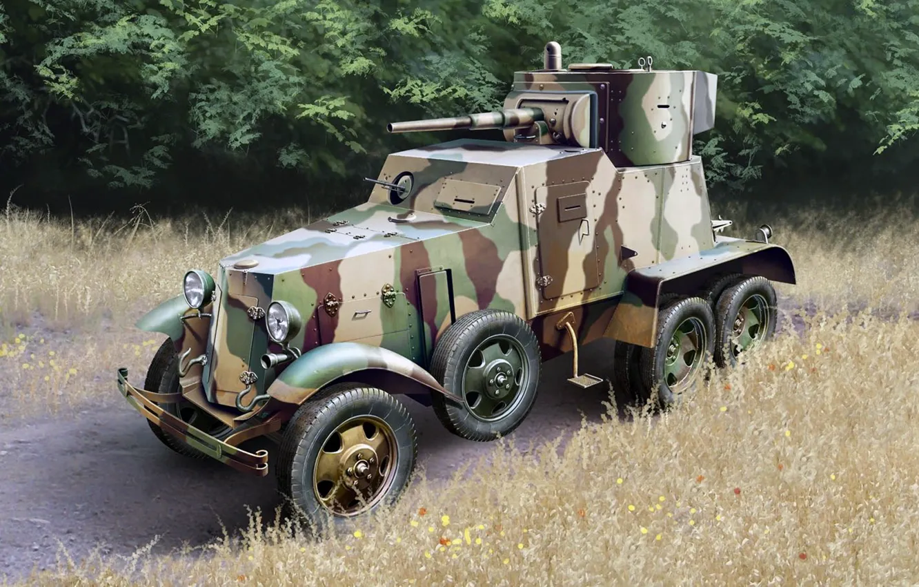 Photo wallpaper figure, art, BA-10, Soviet medium armored car