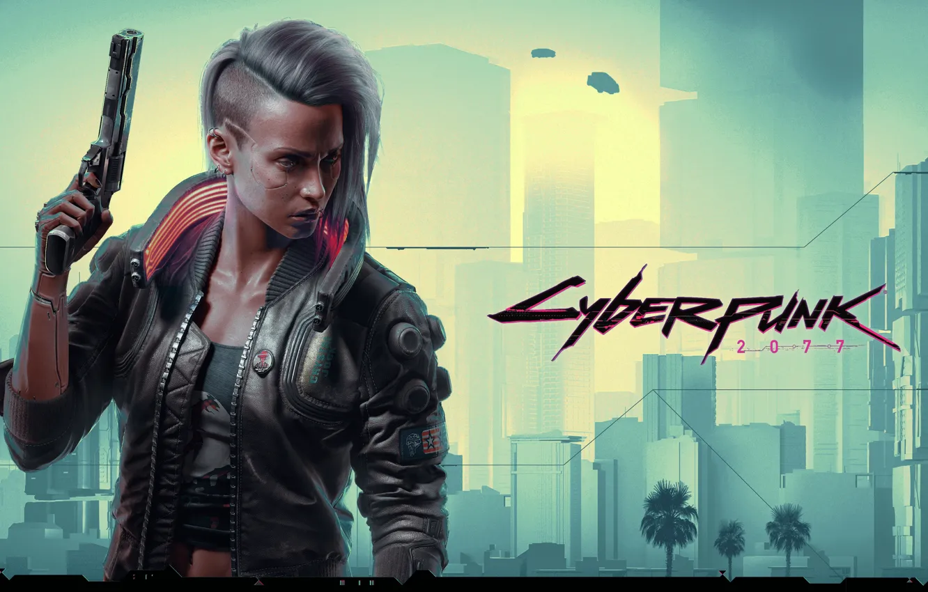 Photo wallpaper girl, gun, Cyberpunk 2077, Cyberpunk 2077