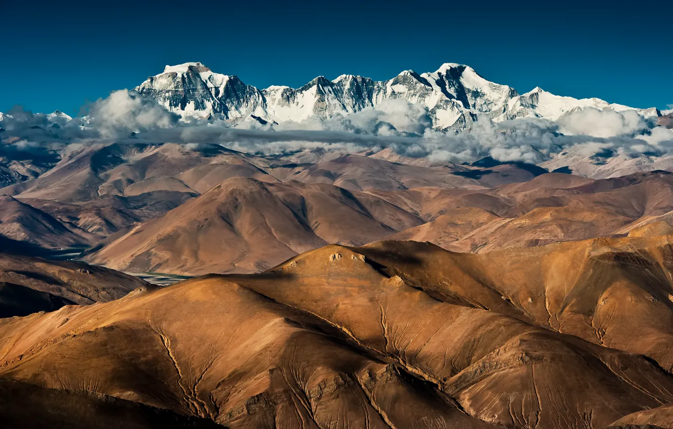 Photo wallpaper clouds, mountains, China, china, Tibet, tibet, cho Oyu, Cho Oyu