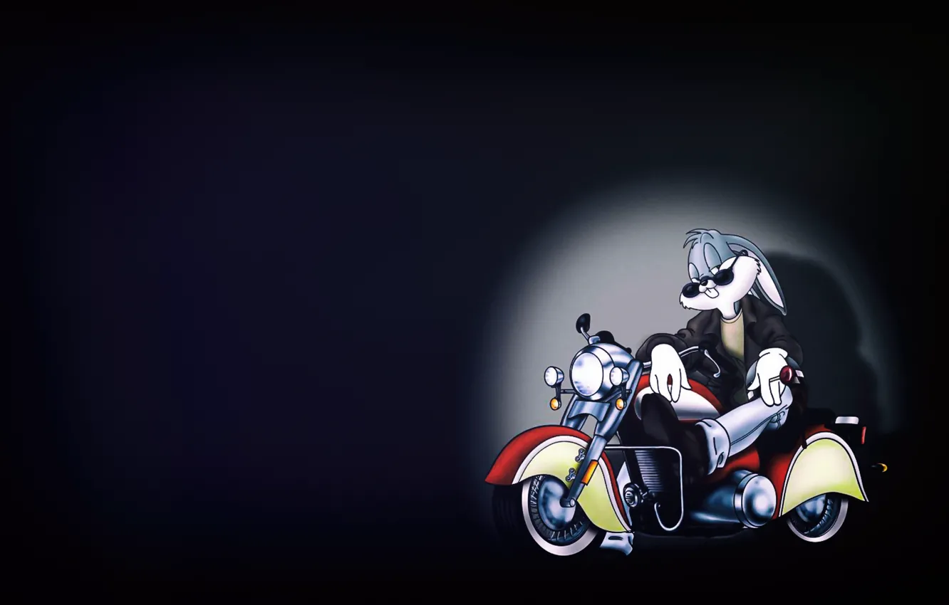 Photo wallpaper Rabbit, Motorcycle, Cartoon, Looney Tunes, Bugs Bunny, Bugs Bunny, Bugs Bunny