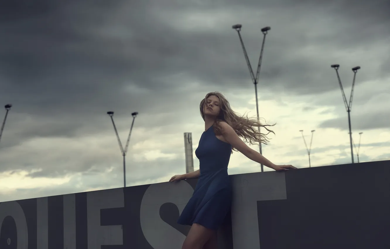 Photo wallpaper the wind, dress, legs, curls, Olli Ogneva