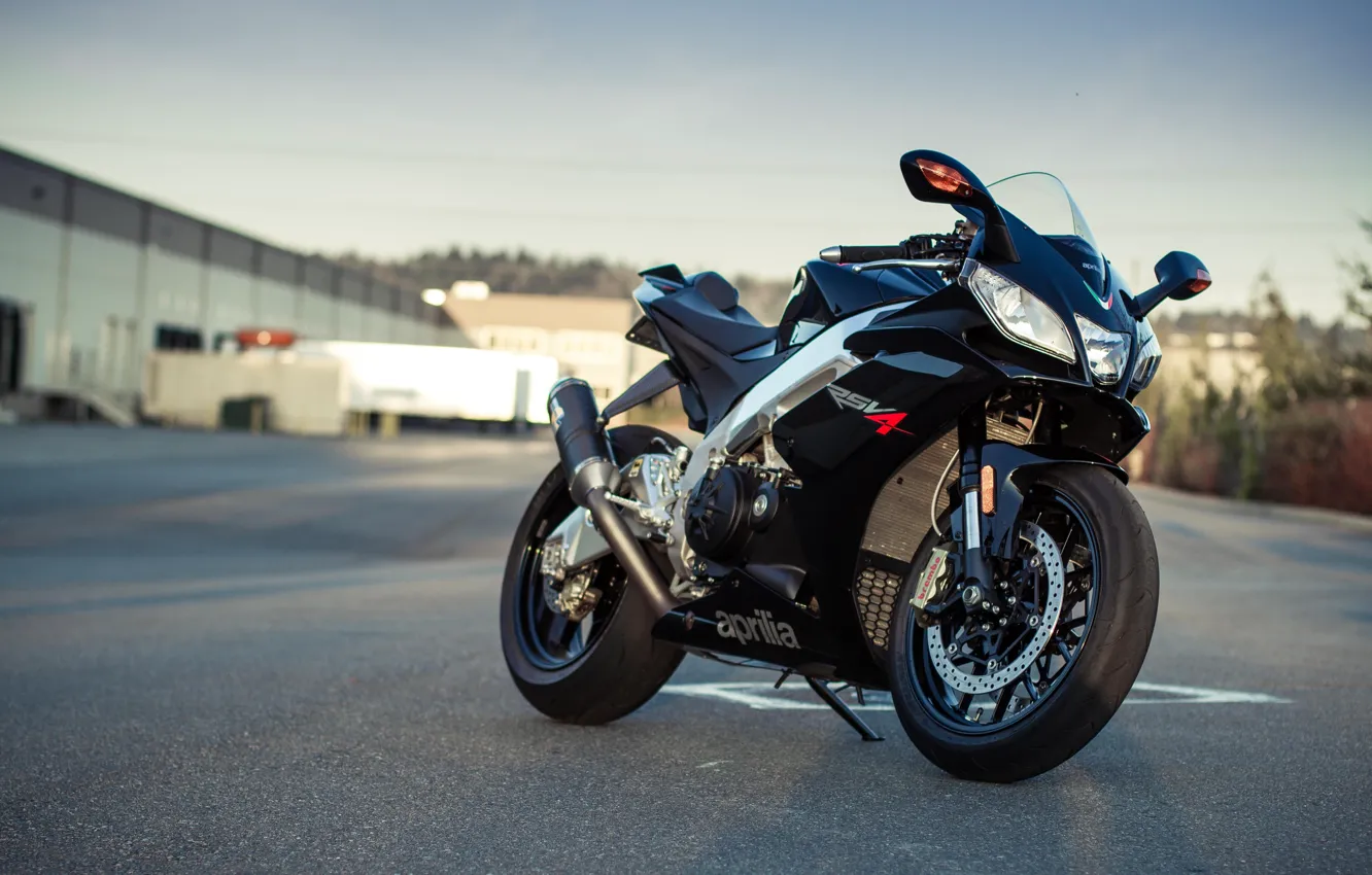 Photo wallpaper the sky, black, shadow, motorcycle, black, aprilia, bike, supersport