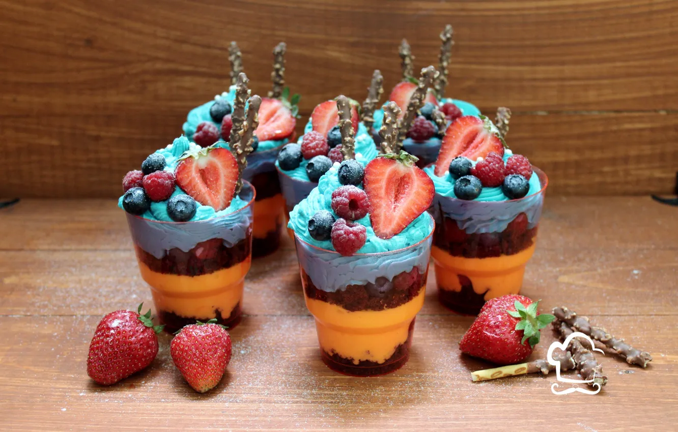 Photo wallpaper berries, strawberry, dessert