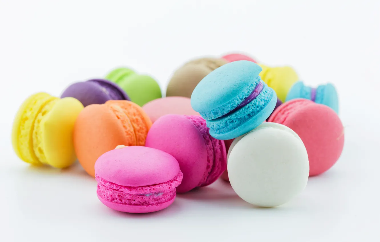 Photo wallpaper cake, cuts, macaroon