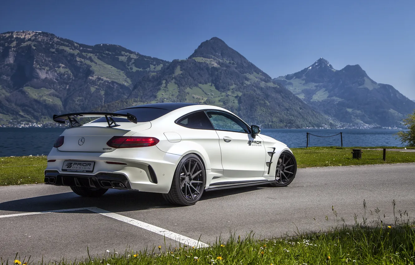 Photo wallpaper mountains, Mercedes-Benz, rear view, AMG, Coupe, G63, Widebody, Prior-Design