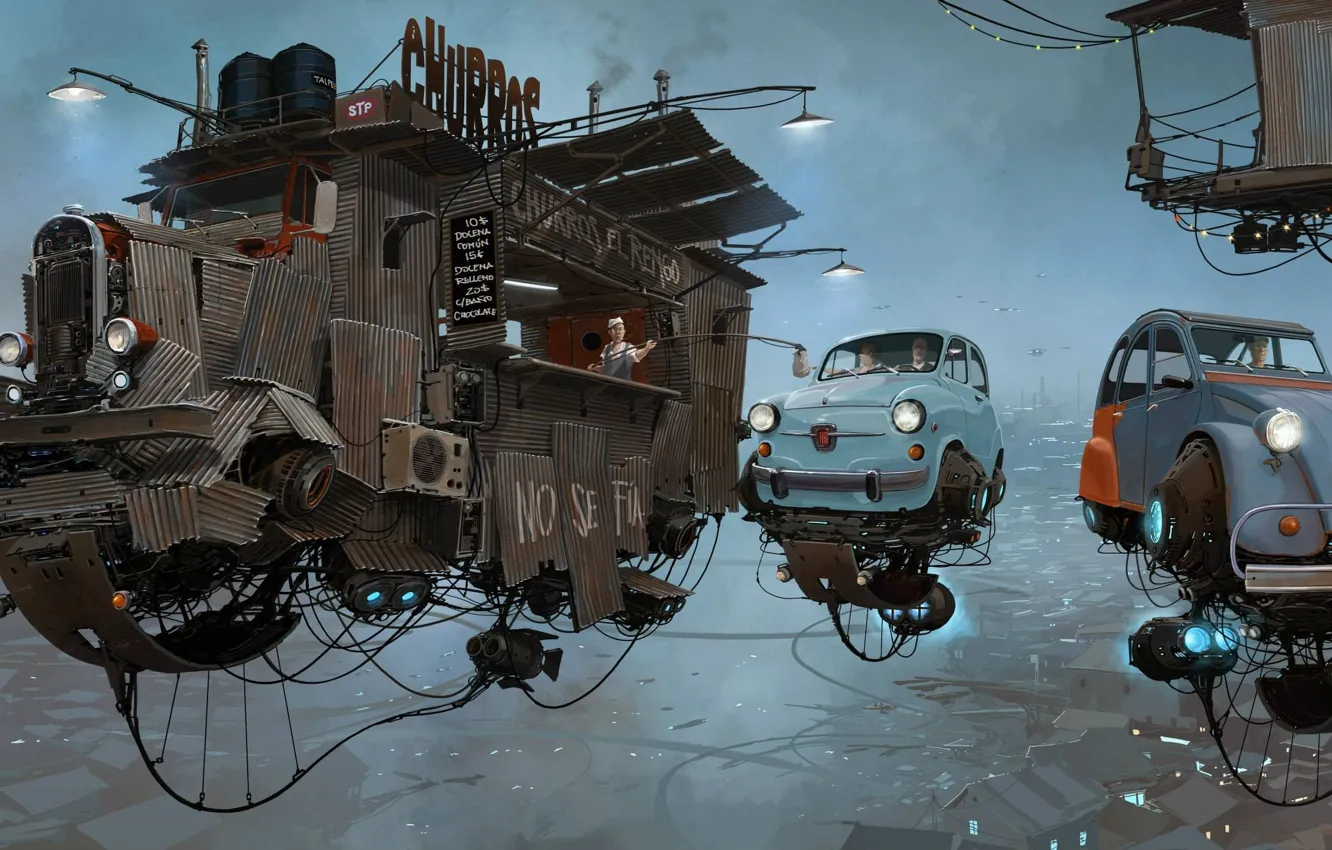 Photo wallpaper machine, auto, the sky, fiction, the world, figure, world, food