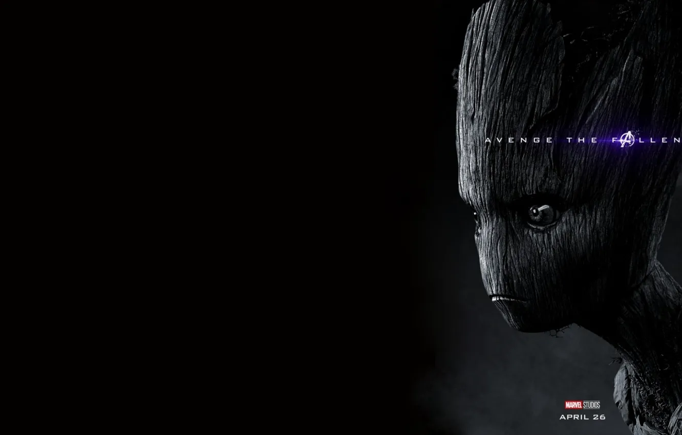 Photo wallpaper Groot, Log, Avengers: Endgame, Avengers Finale, Terpily Thanos, Ashes after clicking, The handle of the …