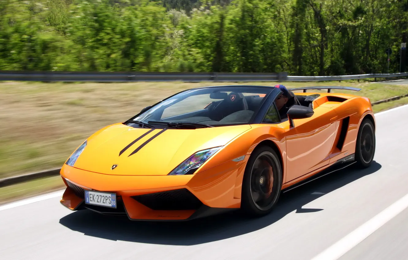 Photo wallpaper road, speed, Lamborghini, supercar, Gallardo, beautiful, Spyder, LP570-4