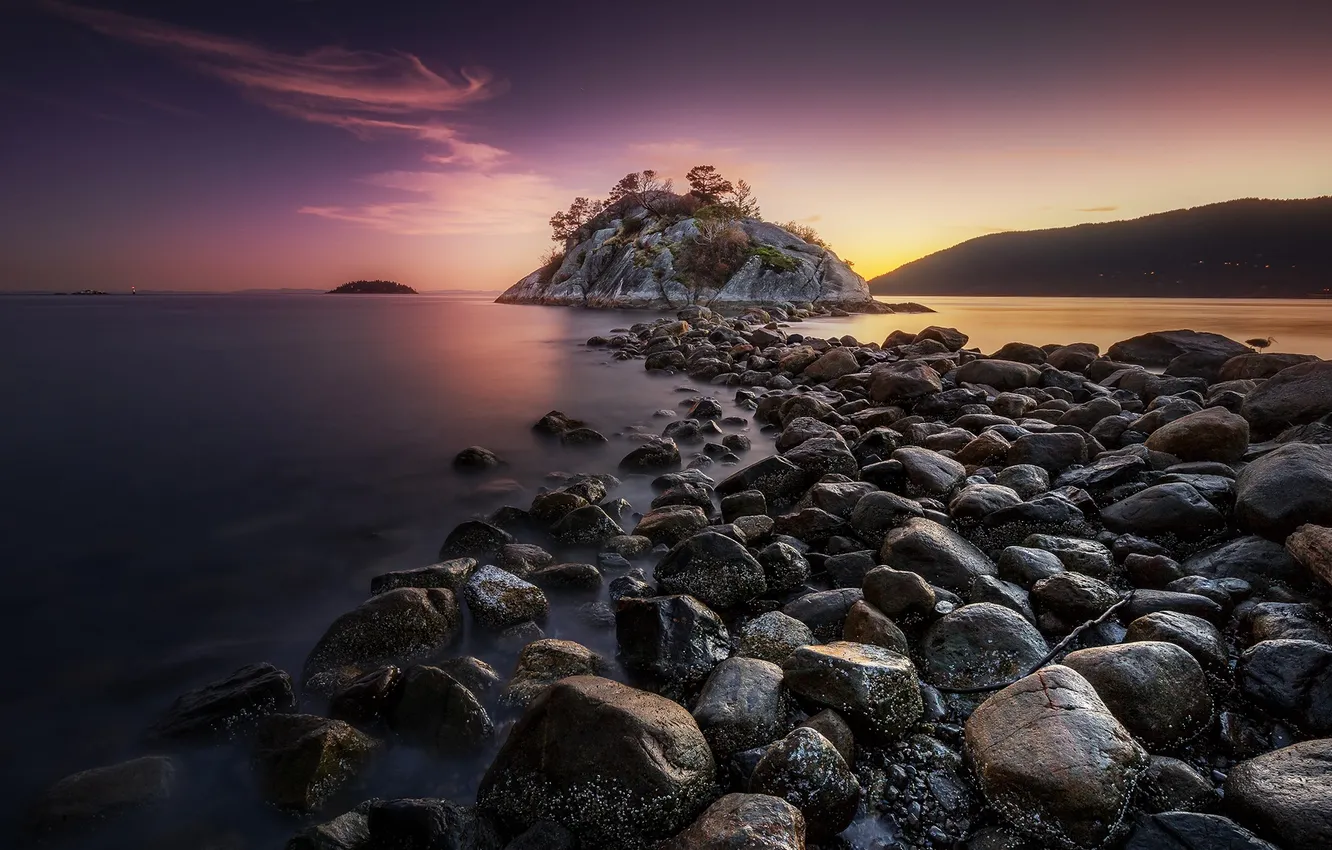 Photo wallpaper sea, the sky, clouds, landscape, sunset, nature