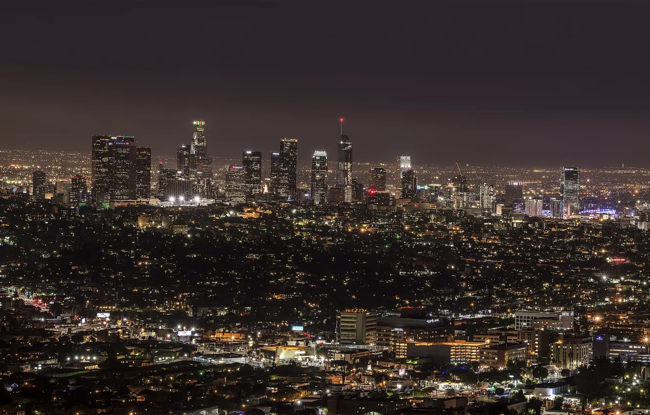 Photo wallpaper night, the city, lights, panorama, California