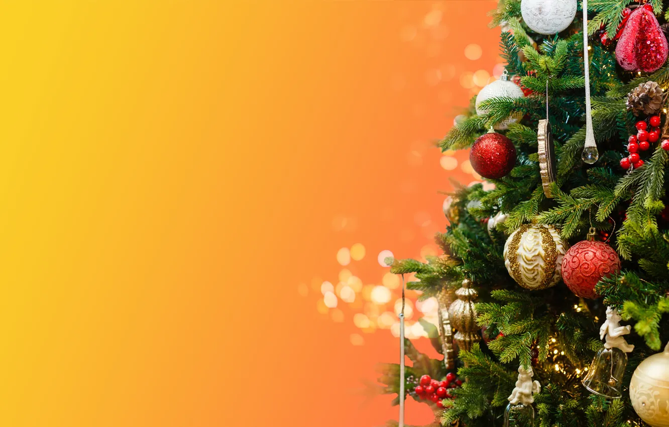 Photo wallpaper balls, background, balls, Christmas, New year, tree, Christmas decorations