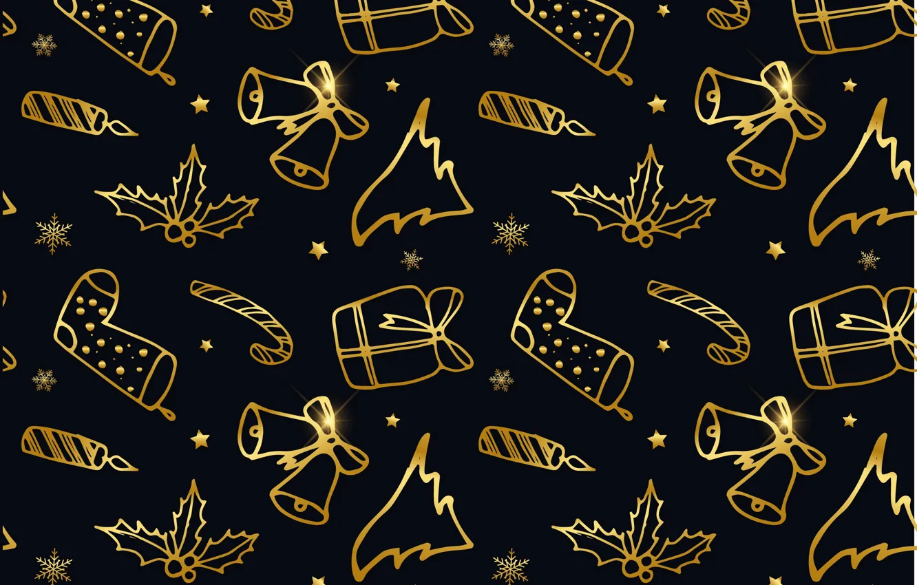 Photo wallpaper decoration, background, gold, black, New Year, Christmas, golden, black
