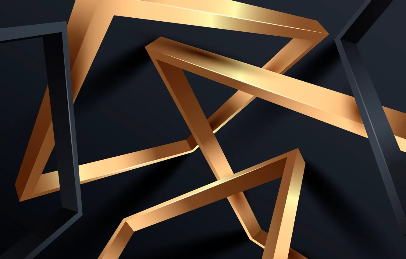 Photo wallpaper abstraction, the dark background, vector, elements, black background, gold plated