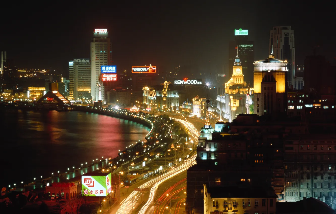 Photo wallpaper road, light, night, the city, street, building, skyscrapers, China