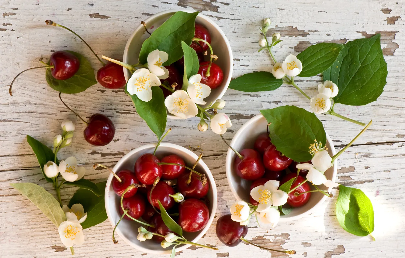 Photo wallpaper berries, cherry, Jasmine