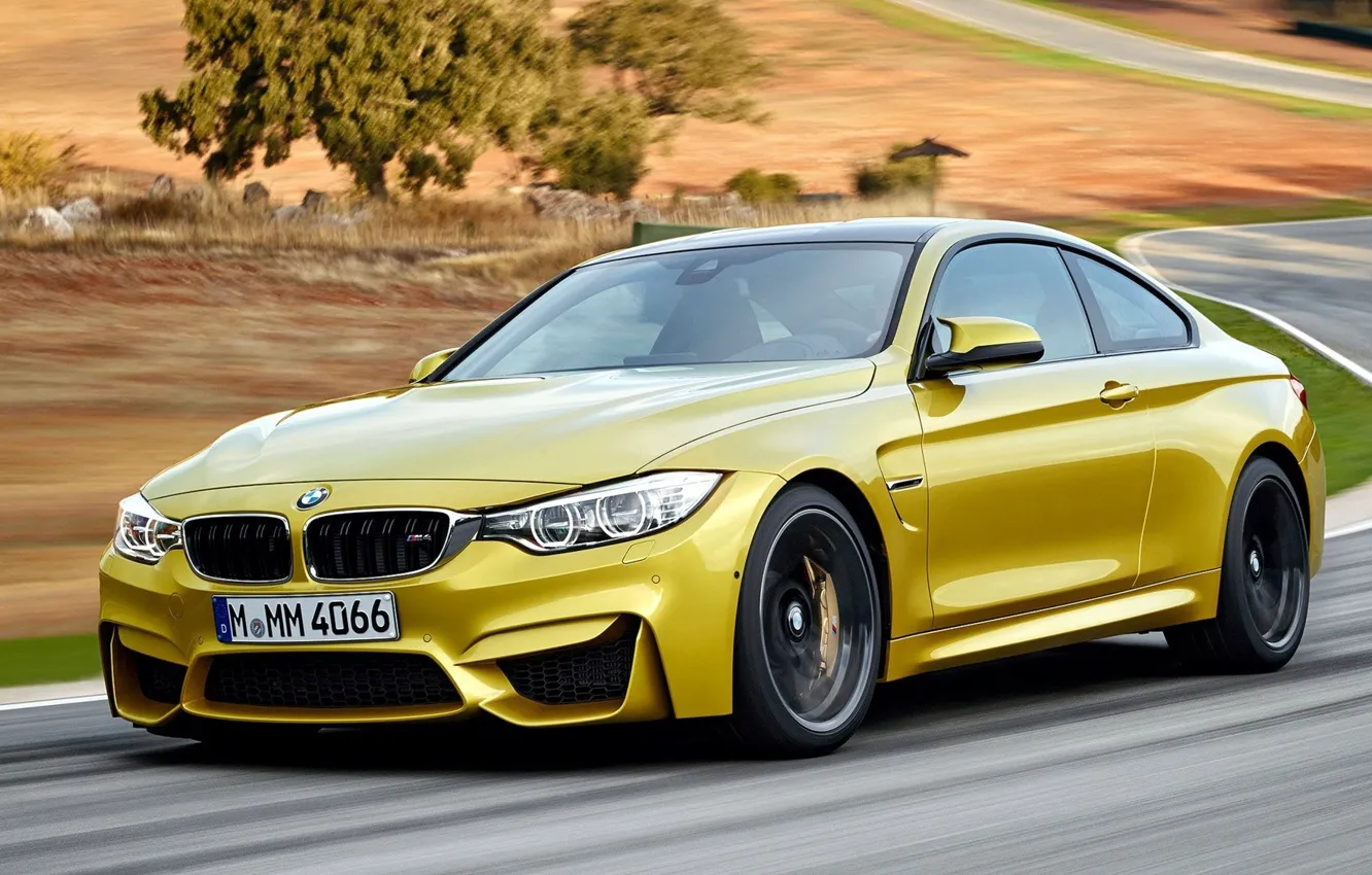 Photo wallpaper road, yellow, speed, BMW