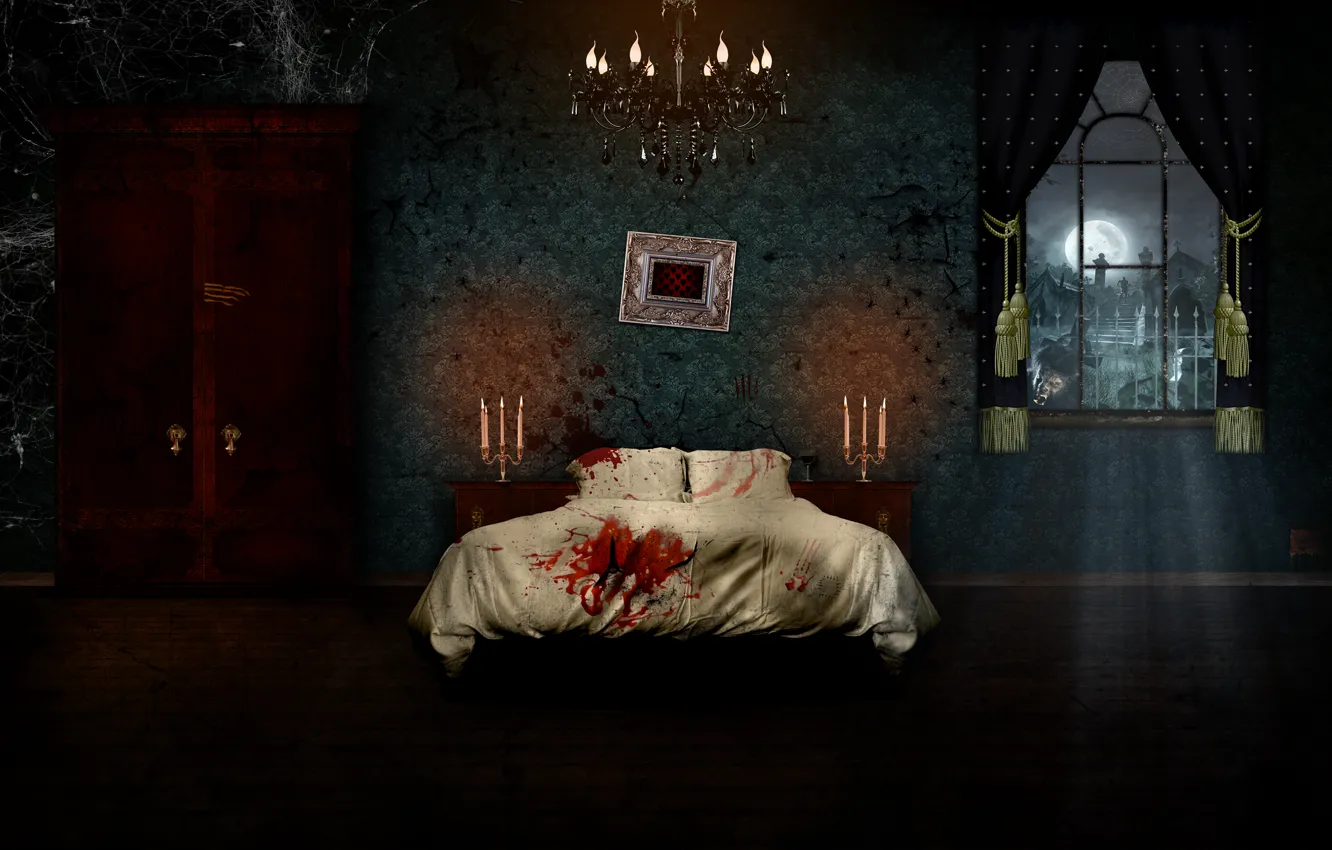 Photo wallpaper night, fear, the moon, home, horror, house, night, horor