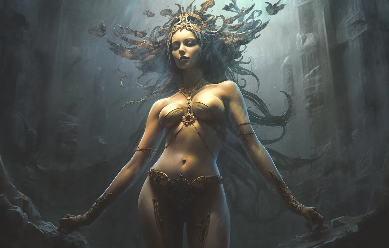 Photo wallpaper girl, fantasy, AI art, neural network