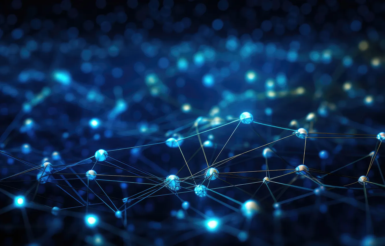 Photo wallpaper drops, night, abstraction, space, lights, the dark background, network, glow