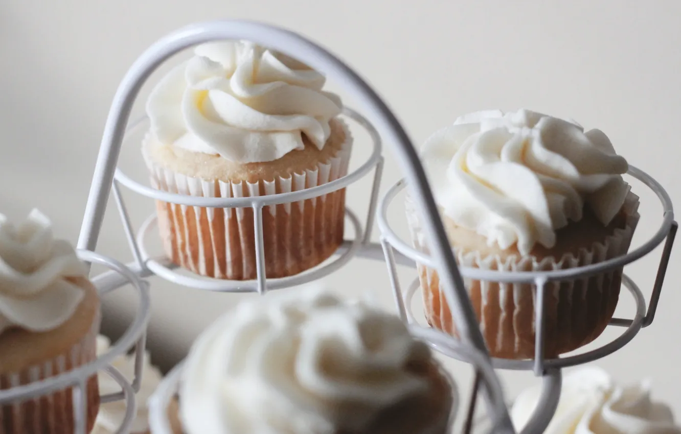 Photo wallpaper cake, cream, dessert, sweet, cupcakes, krem, pirozhnye, keksy