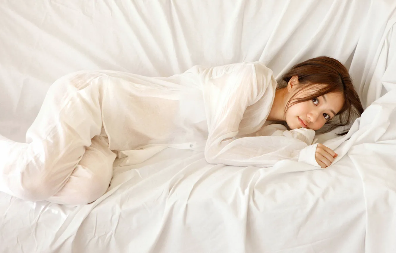 Photo wallpaper girl, pajamas, Asian