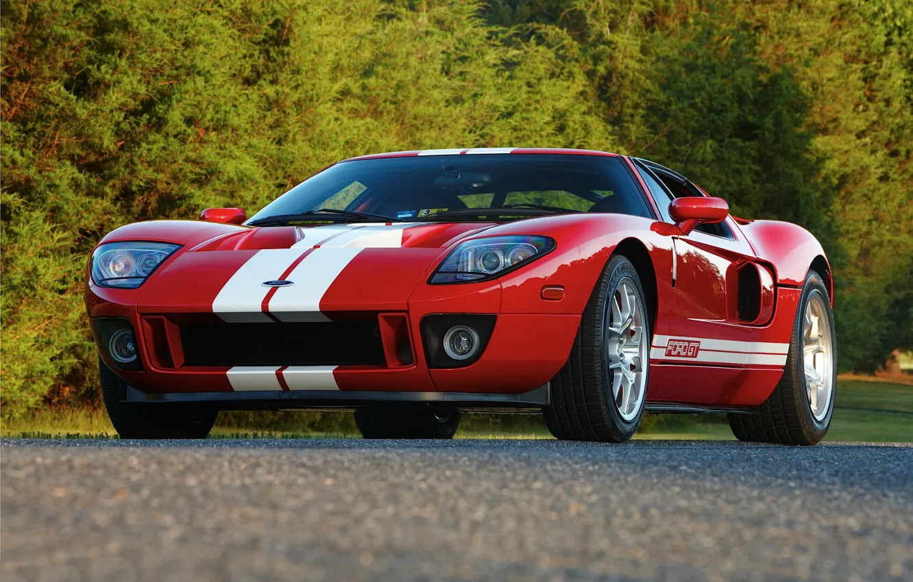 Photo wallpaper Ford, Red, road, Stripes, GT