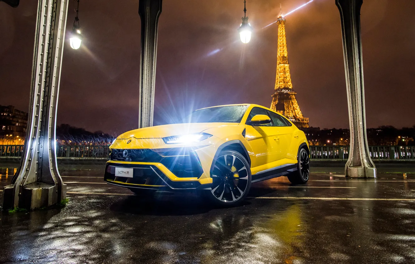 Photo wallpaper Paris, Lamborghini, Eiffel tower, 2018, Urus