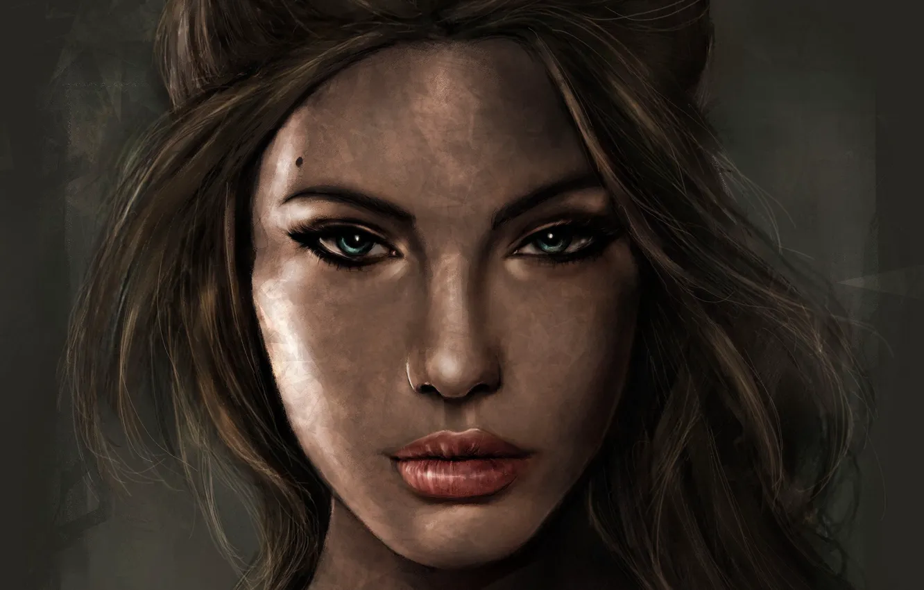 Photo wallpaper look, girl, face, hair, portrait, art, Tomb Raider, Lara Croft