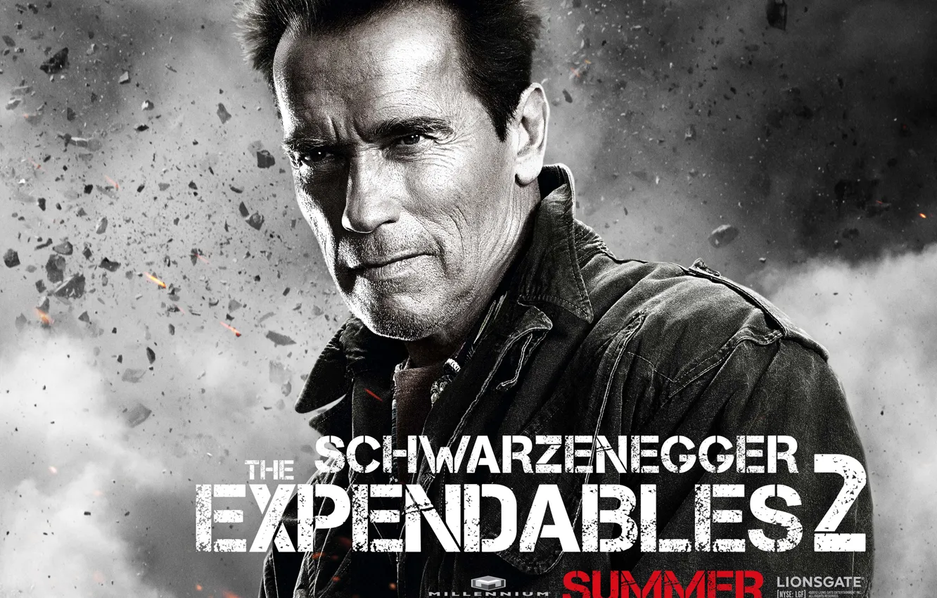 Photo wallpaper Arnold Schwarzenegger, The Expendables 2, The expendables 2, Trench, Arnold Schwarzenegger