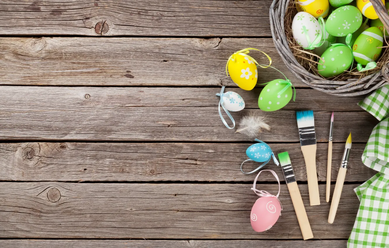 Photo wallpaper Easter, brush, spring, Easter, eggs, Happy, pastel, the painted eggs