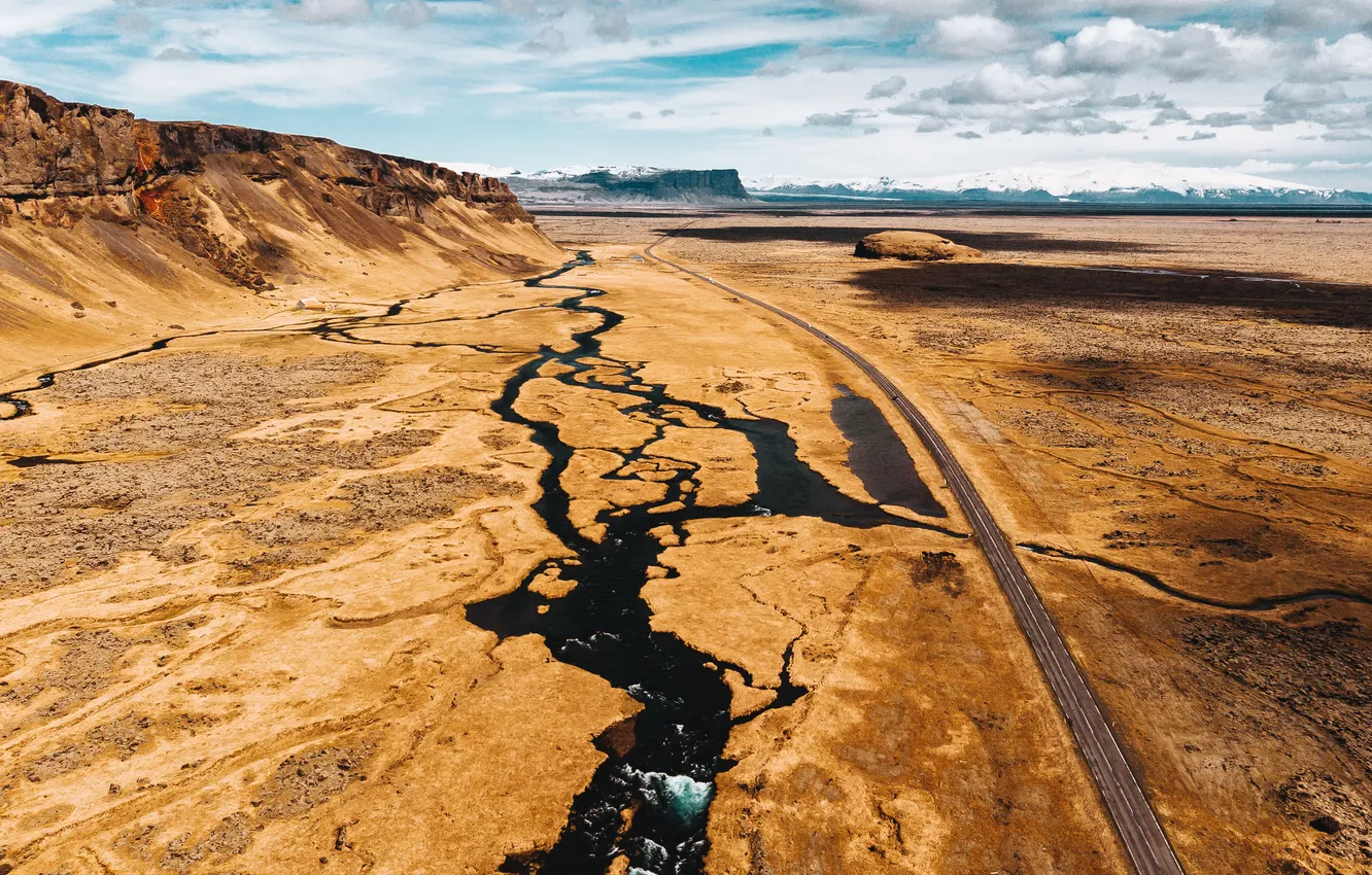 Photo wallpaper desert, Route, arid