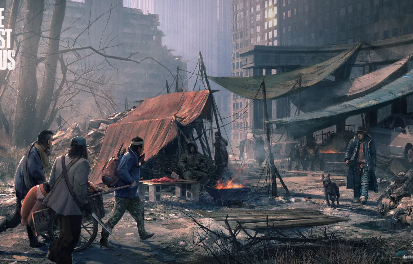 Photo wallpaper the city, people, art, the end of the world, the last of us