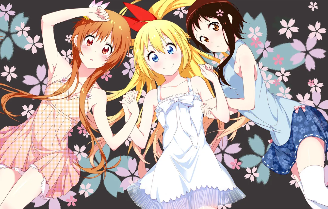 Photo wallpaper anime, art, nisekoi, Chito, Kirisaku, Marika Tachibana, Kosaki Onodera