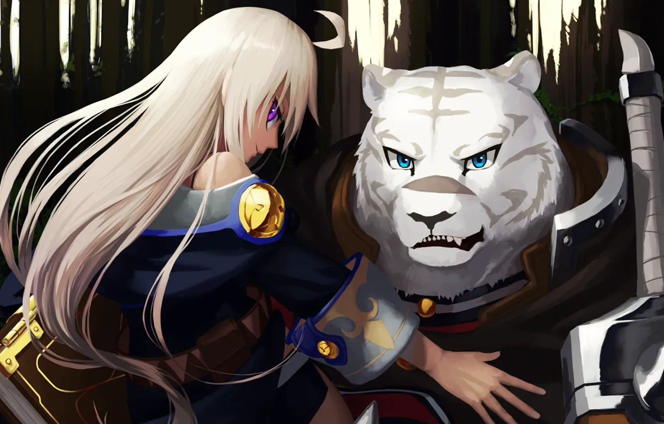 Photo wallpaper sword, bear, anime, ken, blade, asian, manga, witch