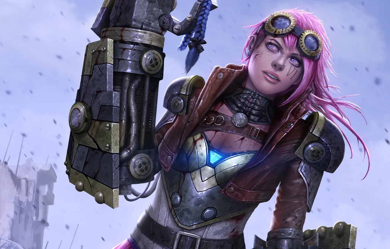 Photo wallpaper girl, art, League of Legends, Piltover Enforcer, moba