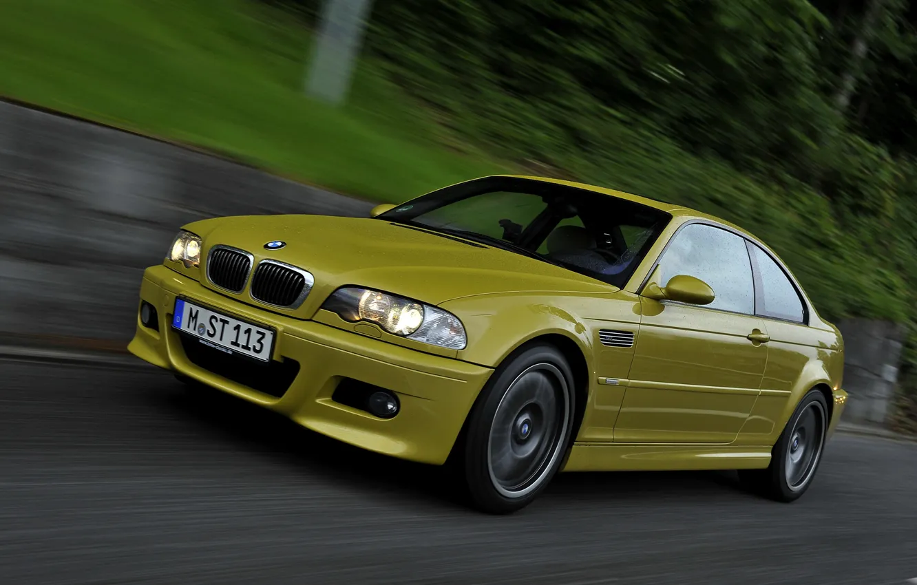 Photo wallpaper yellow, coupe, BMW, E46, BMW M3, M3, two-door, M3 Coupe