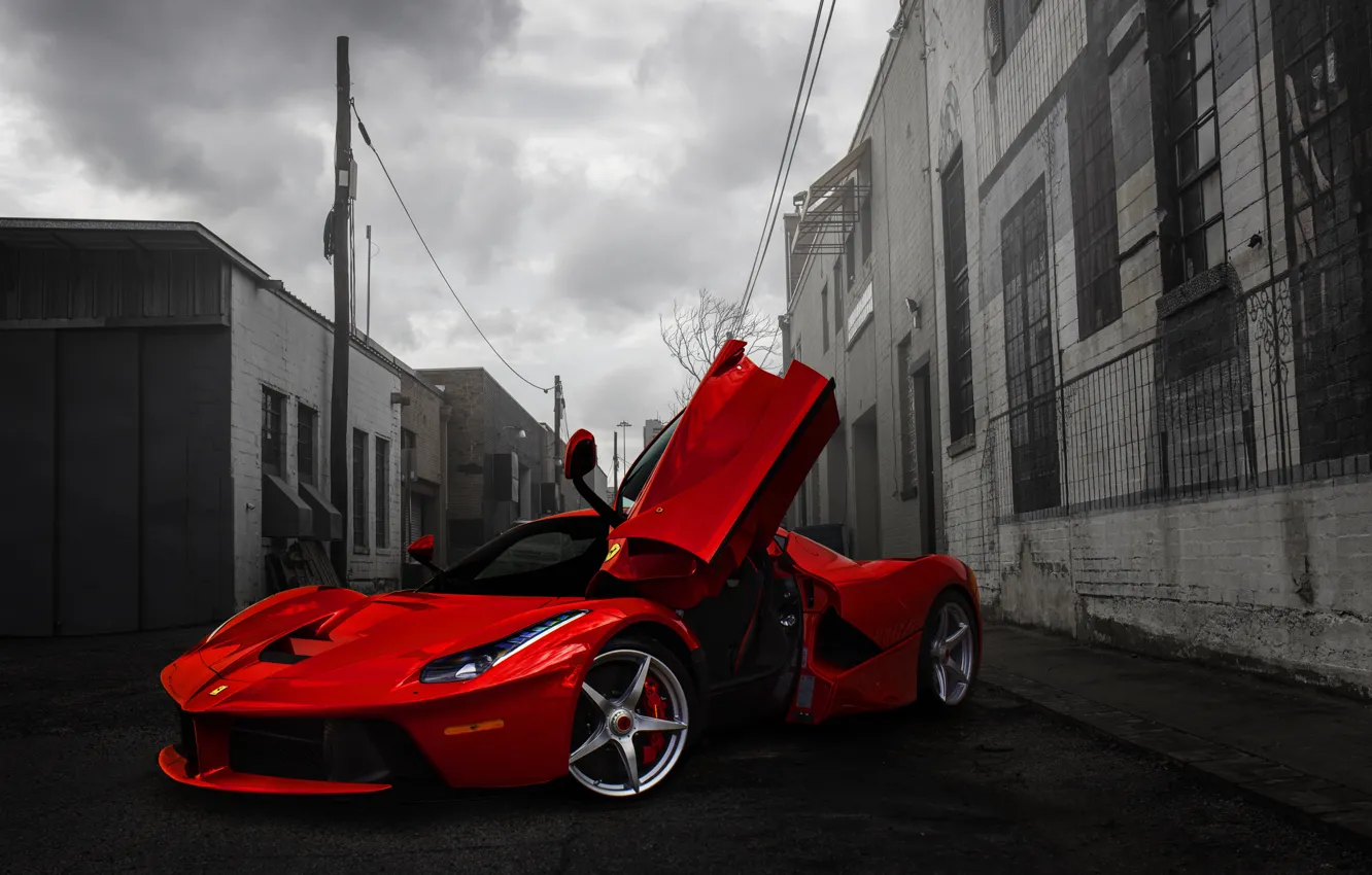 Photo wallpaper Red, Ferrari, Ferrari, Red, Supercar, Lane, LaFerrari