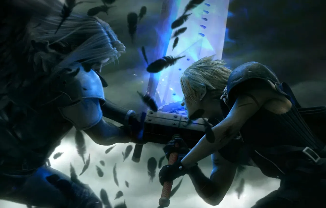 Photo wallpaper battle, Final Fantasy, Cloud, Sephiroth