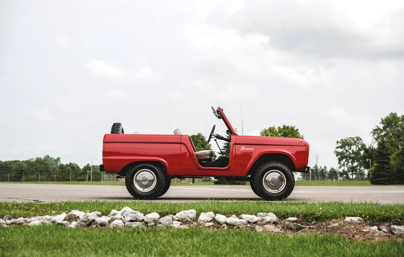 Photo wallpaper red, Roadster, Ford, side view, 1966, Bronco