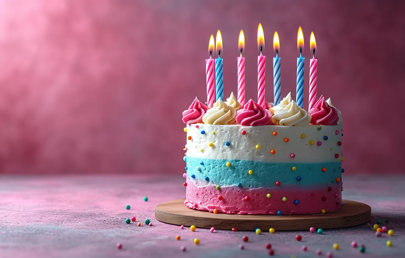 Photo wallpaper birthday, candles, colorful, cake, cake, celebration, candles, Happy