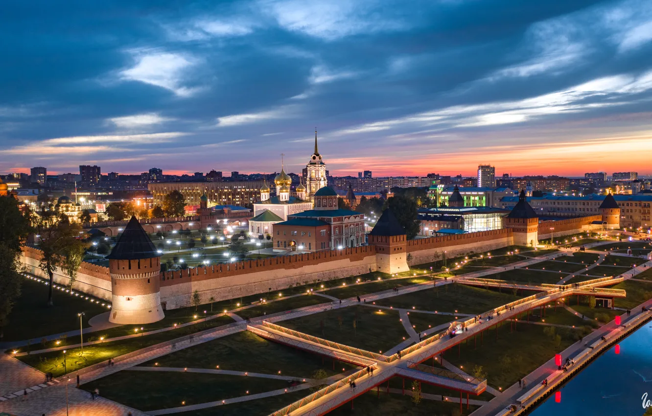 Photo wallpaper the city, building, home, track, tower, temple, The Kremlin, Tula