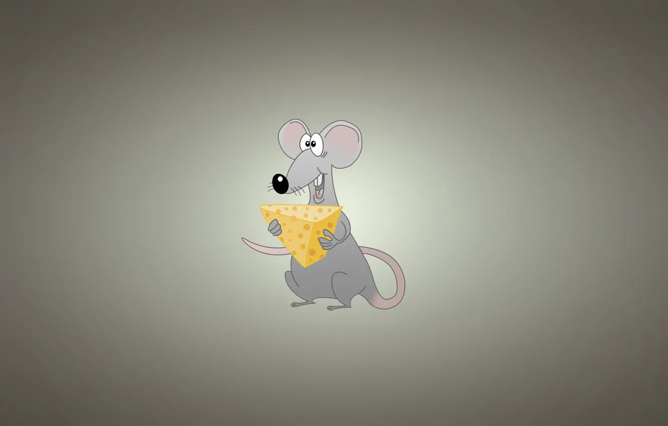 Photo wallpaper minimalism, mouse, cheese, light background, rat, rat, mouse