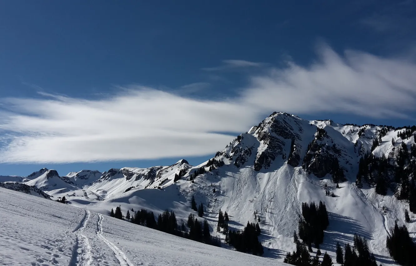 Photo wallpaper Switzerland, snow, Alps