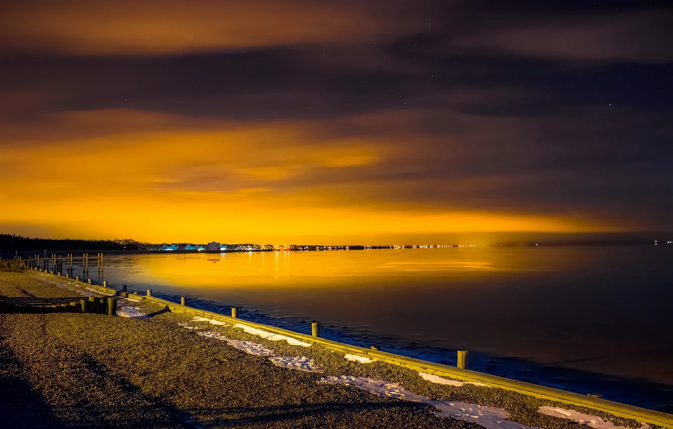 Photo wallpaper sea, sunrise, coast, sea, nature, sunrise, January, January